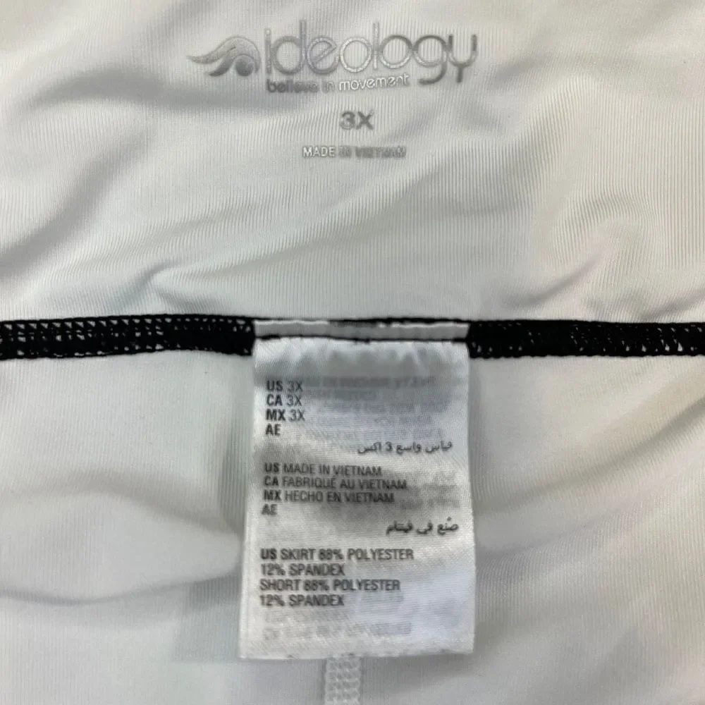 Ideology Women's Snake Print Lined Tiered A-Line Skort Black White Plus Size 3X